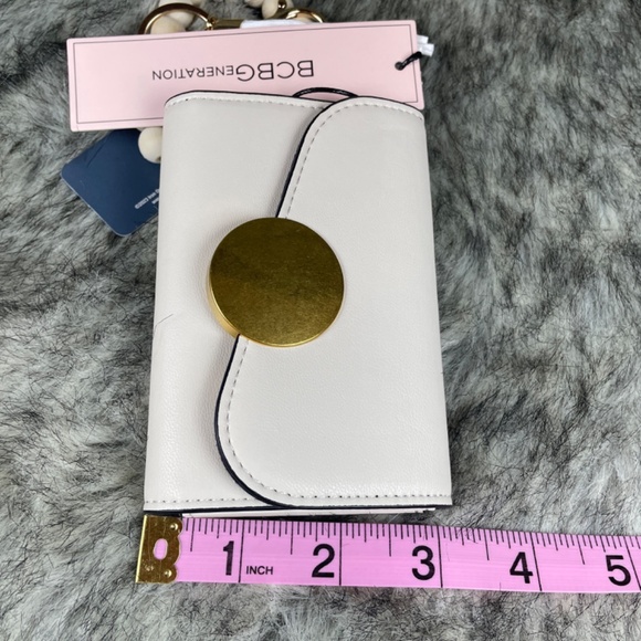 BCBGeneration Small Card Wallet with Beaded Bracelet, Cream NWT - Picture 6 of 9